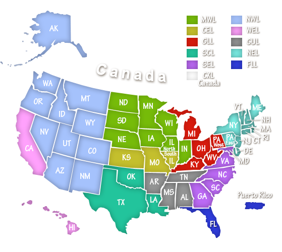 Click on your region to find your regional sales rep
