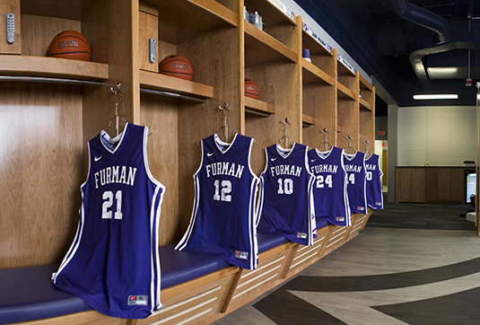Basketball wood lockers - Furman University